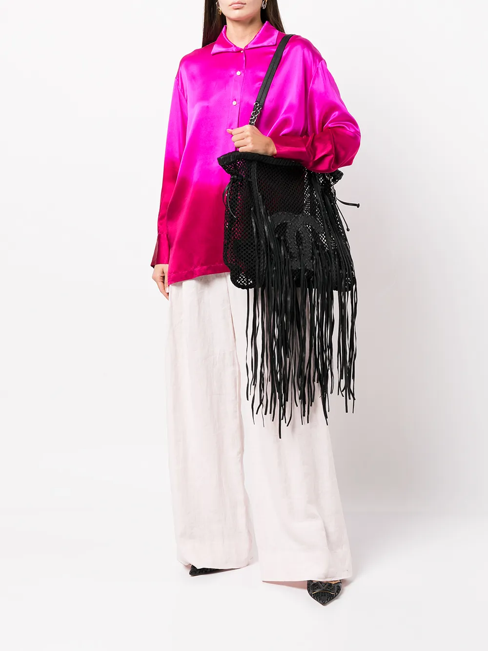 CHANEL Pre-Owned 2011 Resort large logo fringed tote | Pre-Owned | Image 2
