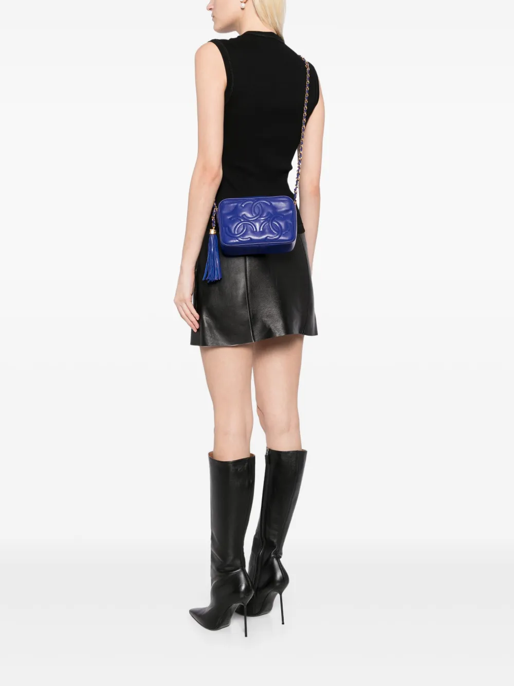 CHANEL Pre-Owned Triple CC kleine crossbodytas met kwastje - Blauw