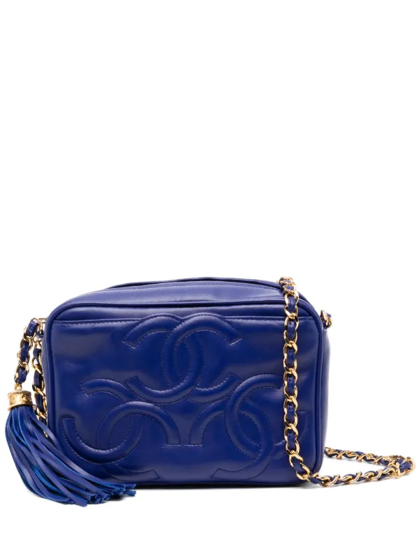 CHANEL Pre Owned Triple CC Mini Tassel Crossbody Shoulder Bag women Lambskin Lambskin One Size Blue