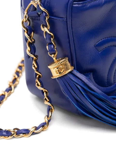 CHANEL Pre-Owned Triple CC Mini Tassel Crossbody Shoulder Bag CHANELRAREVINTAGE90SROYALBLUELAMBSKINTRIPLECCMINITASSELSHOULDERBAG - 3