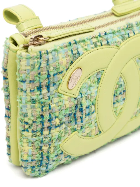 CHANEL Pre-Owned tweed waist fanny belt bag CHANELCCLOGONEONLIMEGREENFANTASYTWEEDWAISTFANNYBELTBAG - 3