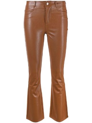 WASHED FAUX LEATHER PANTS - Brown
