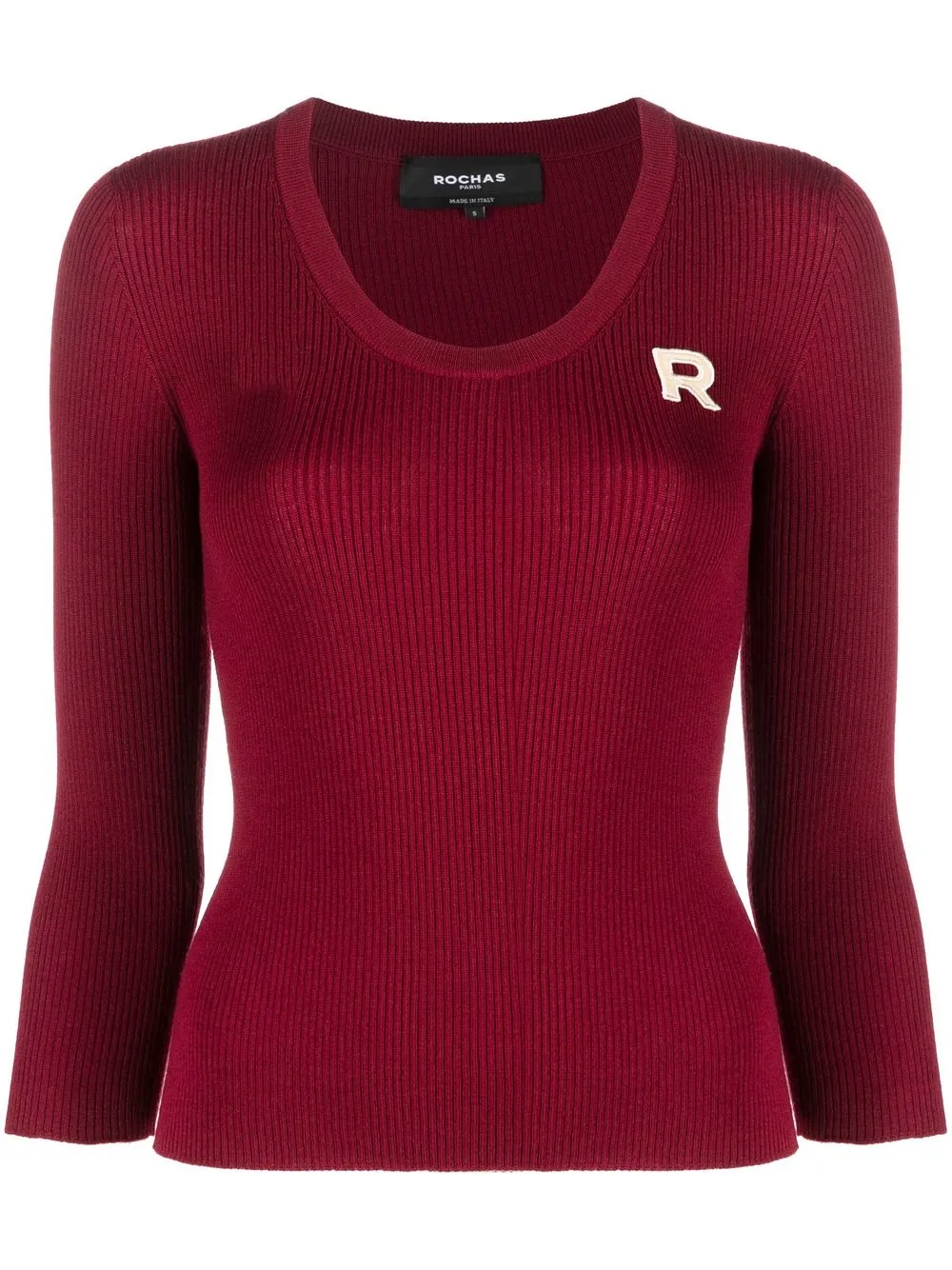 

Rochas logo-patch ribbed top - Red