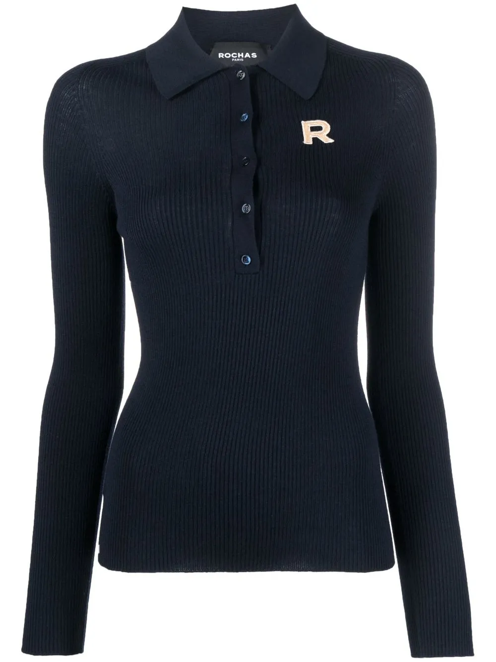 

Rochas logo-patch ribbed polo top - Blue