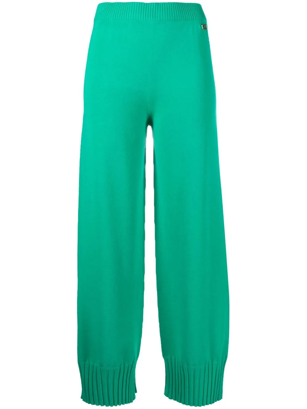 

TWINSET logo-plaque fine-knit trousers - Green