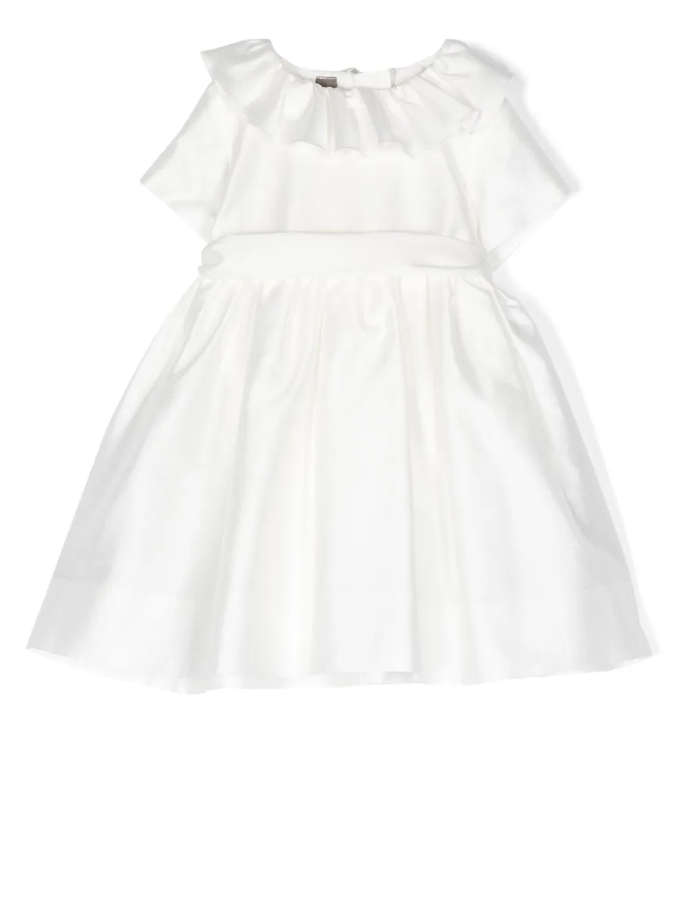 

Little Bear ruffle-trim bow detail dress - White