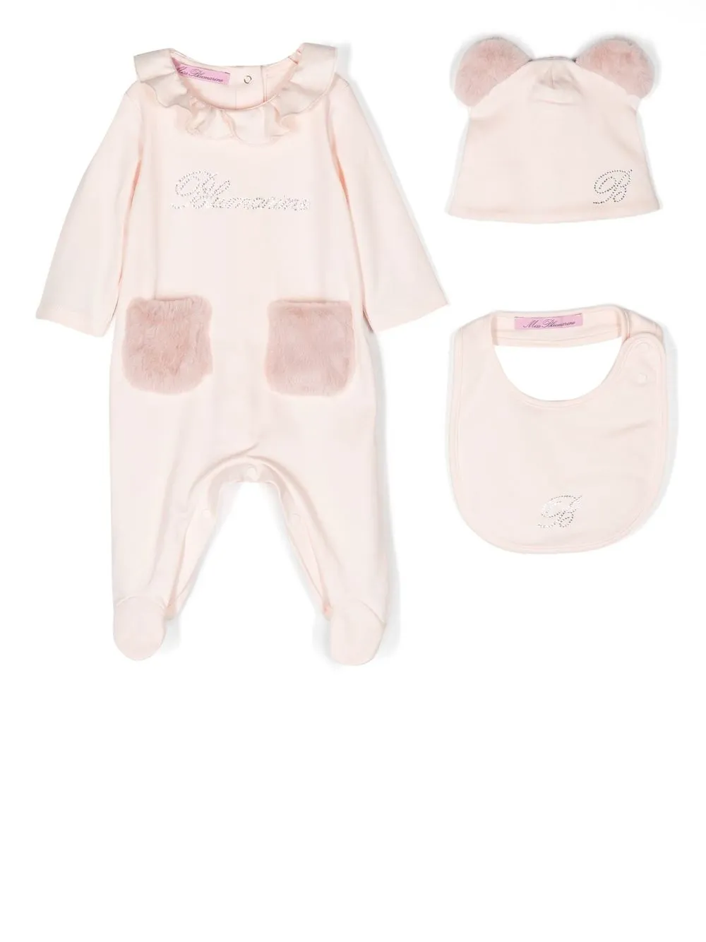 

Miss Blumarine gem-logo babygrow set - Pink