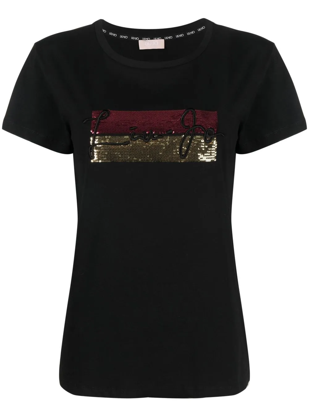 

LIU JO sequin-embellished logo T-shirt - Black