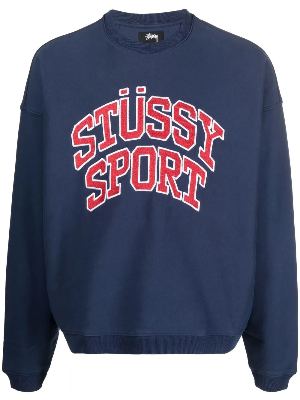 

Stüssy sudadera con logo bordado y cuello redondo - Azul