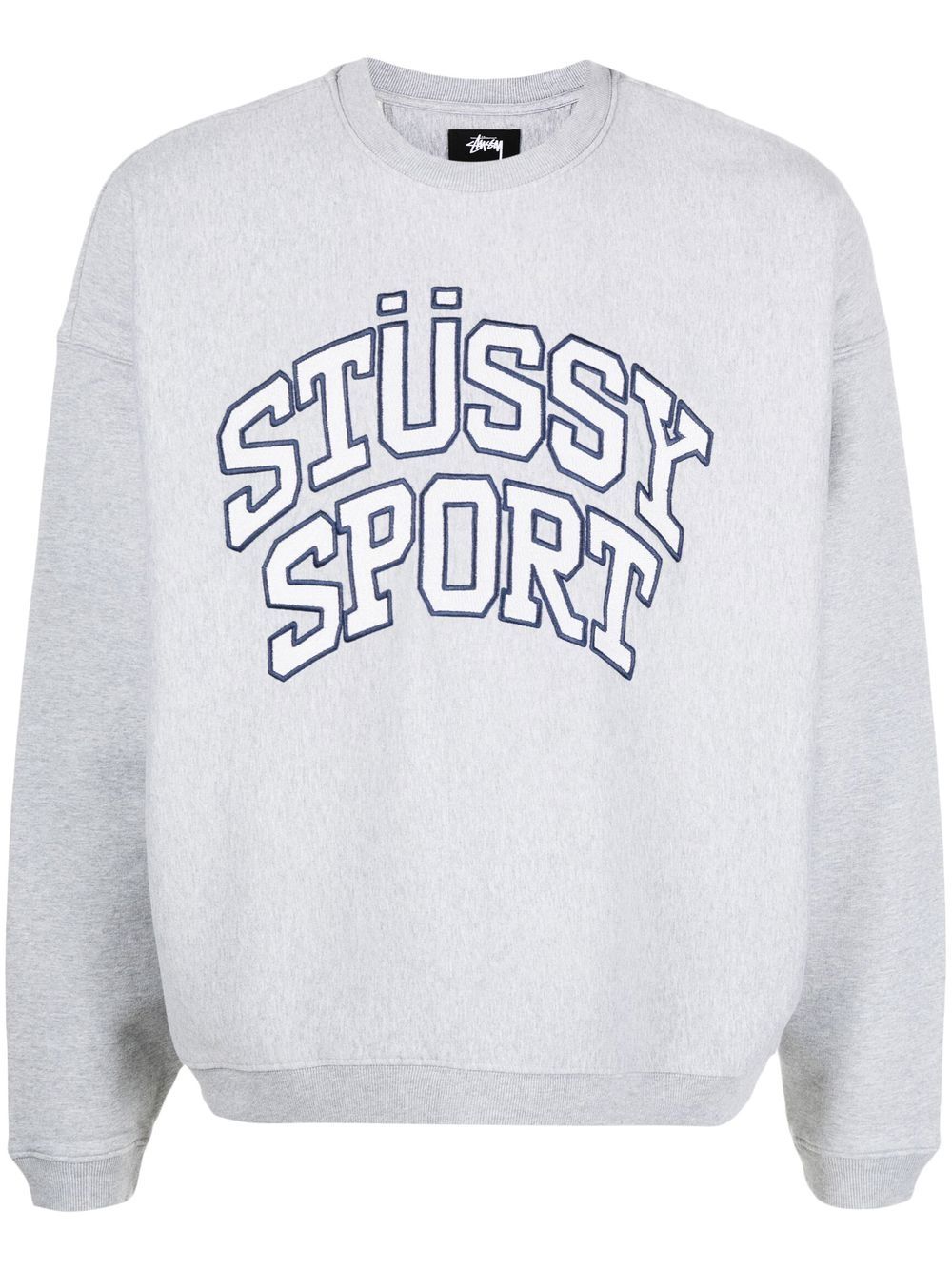 Stussy Logo-embroidered Crew-neck Sweatshirt In Grau