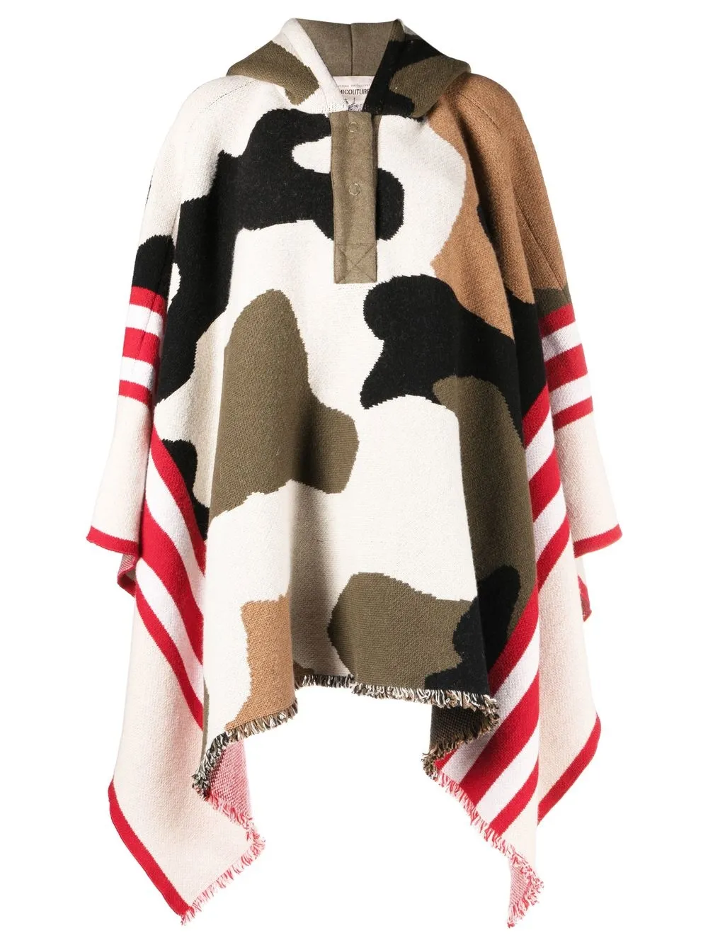 

Semicouture camouflage cape coat - White