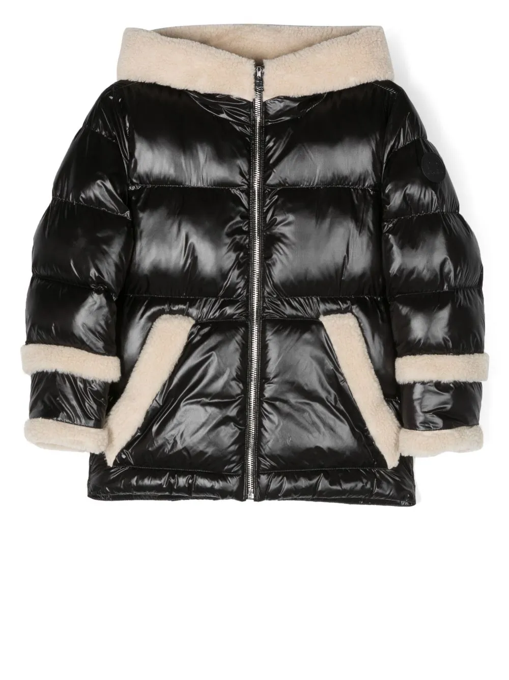 

Woolrich Kids chamarra capitonada con ribete de lana - Negro