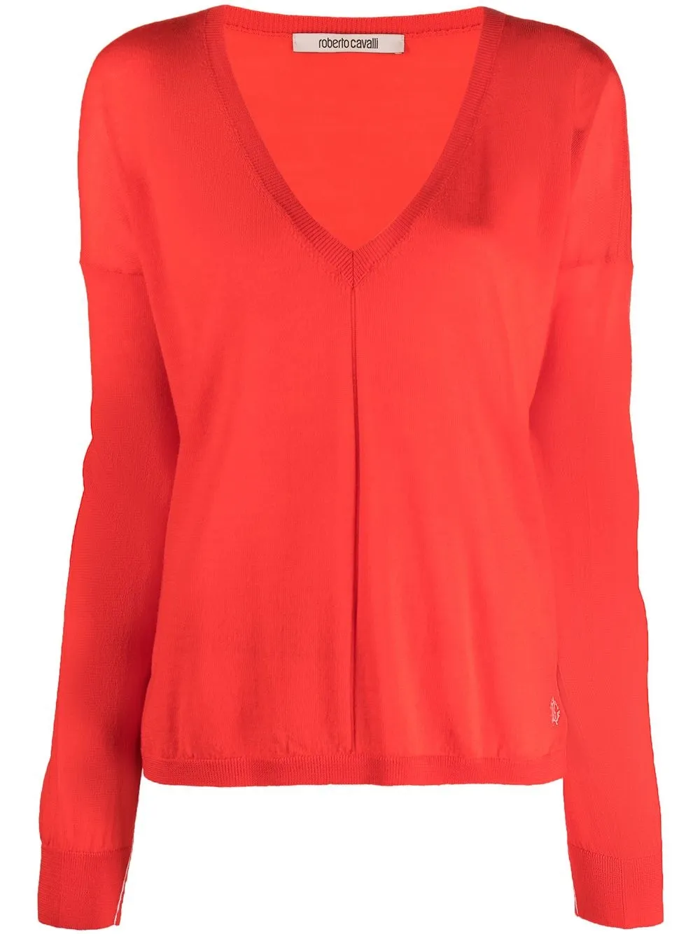 

Roberto Cavalli V-neck embroidered-logo jumper