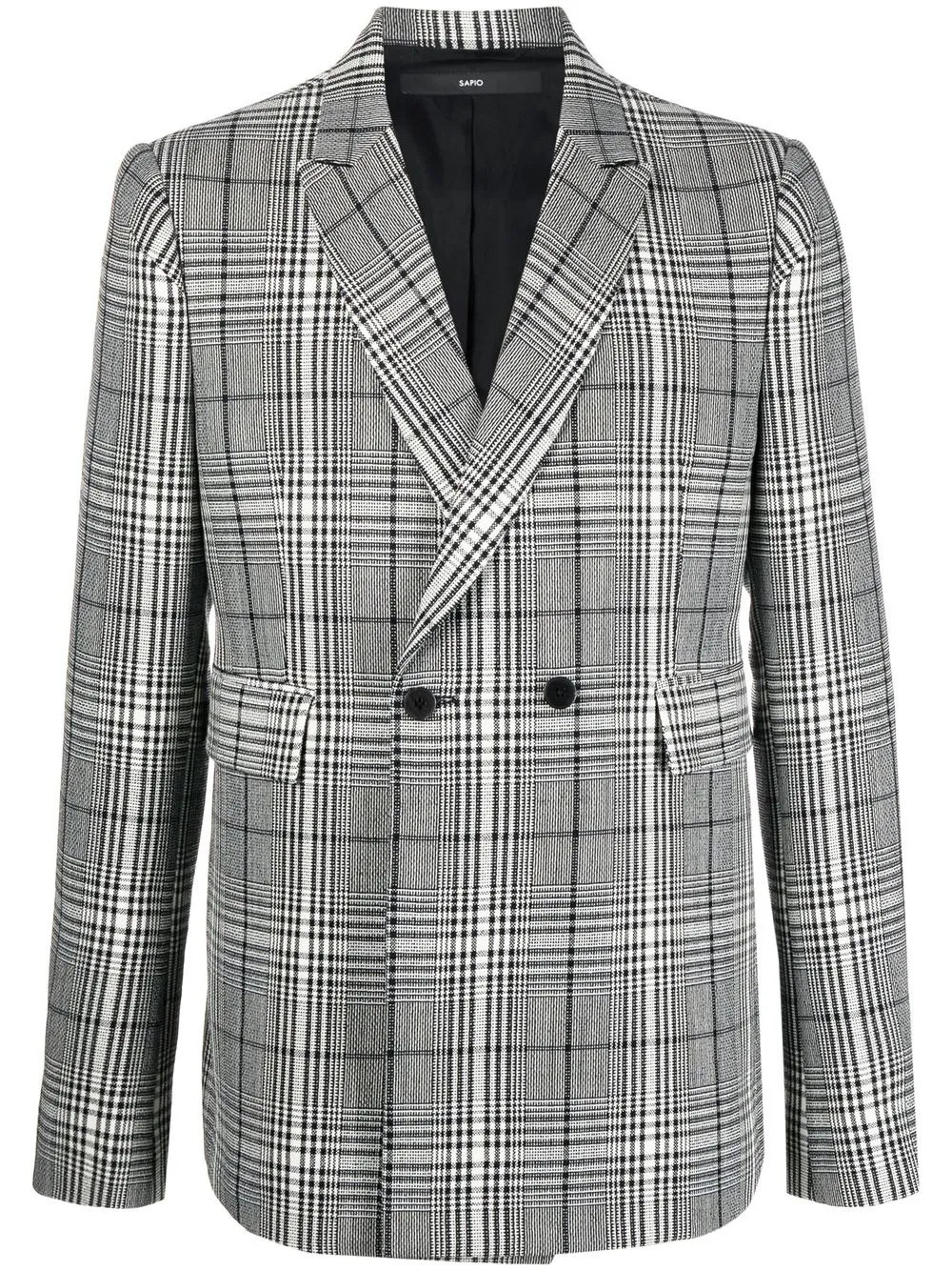 Shop Sapio Checked Double-breasted Blazer In Schwarz