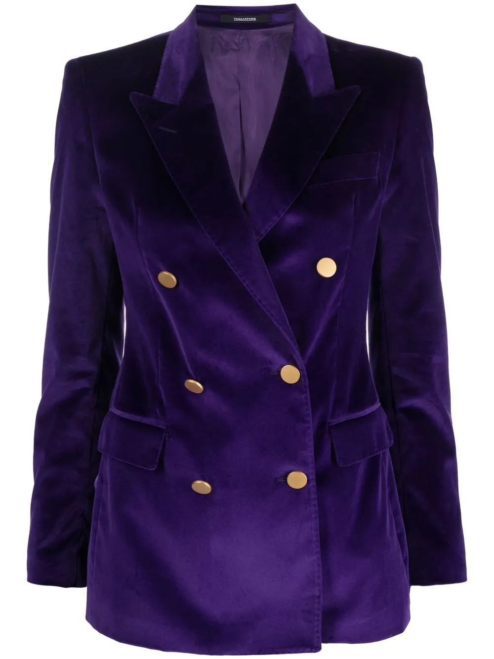 

Tagliatore blazer de terciopelo con doble botonadura - Morado