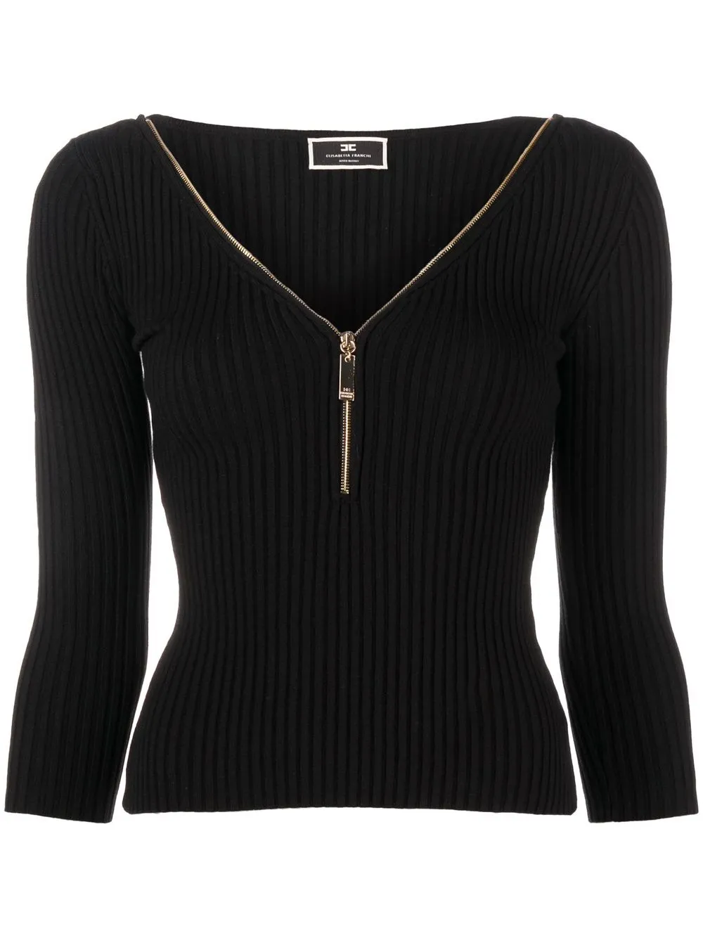 

Elisabetta Franchi top tejido de canalé - Negro