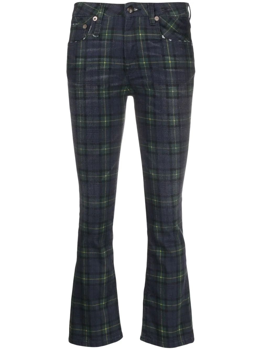 

R13 tartan check-print flared jeans - Blue