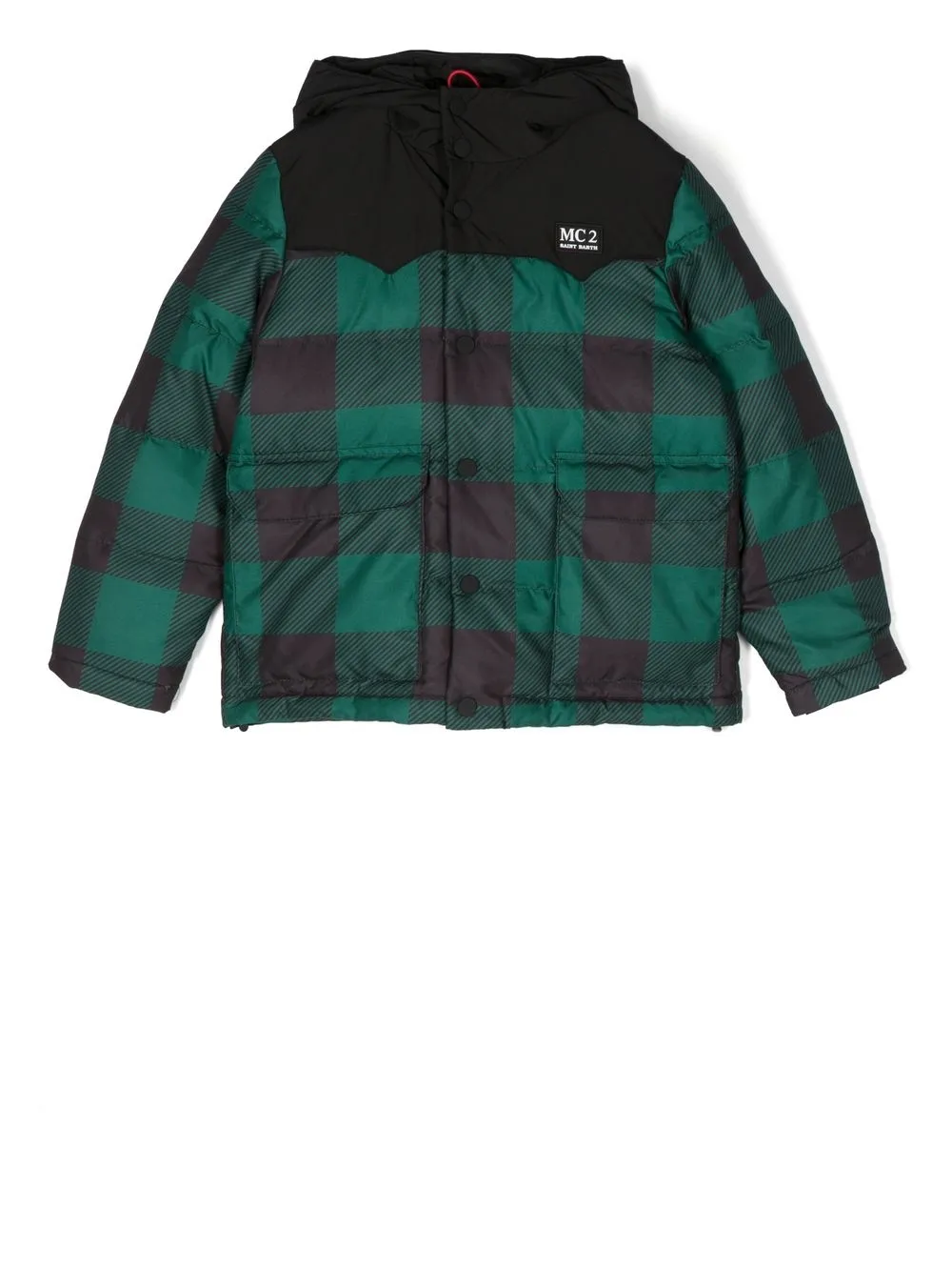 

MC2 Saint Barth Kids Snoopy Checked feather-down jacket - Green