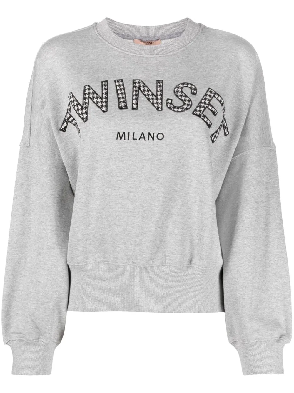 

TWINSET sudadera con logo y estampado pied de poule - Gris