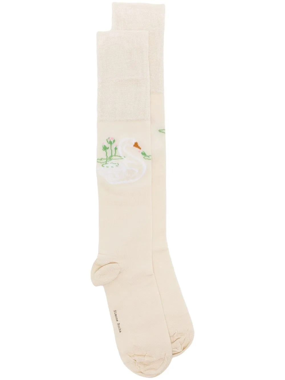 

Simone Rocha swan-print detail socks - White