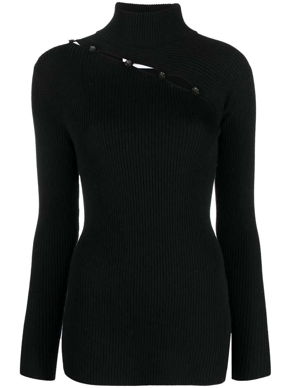 

Erika Cavallini asymmetric-slit roll-neck jumper - Black