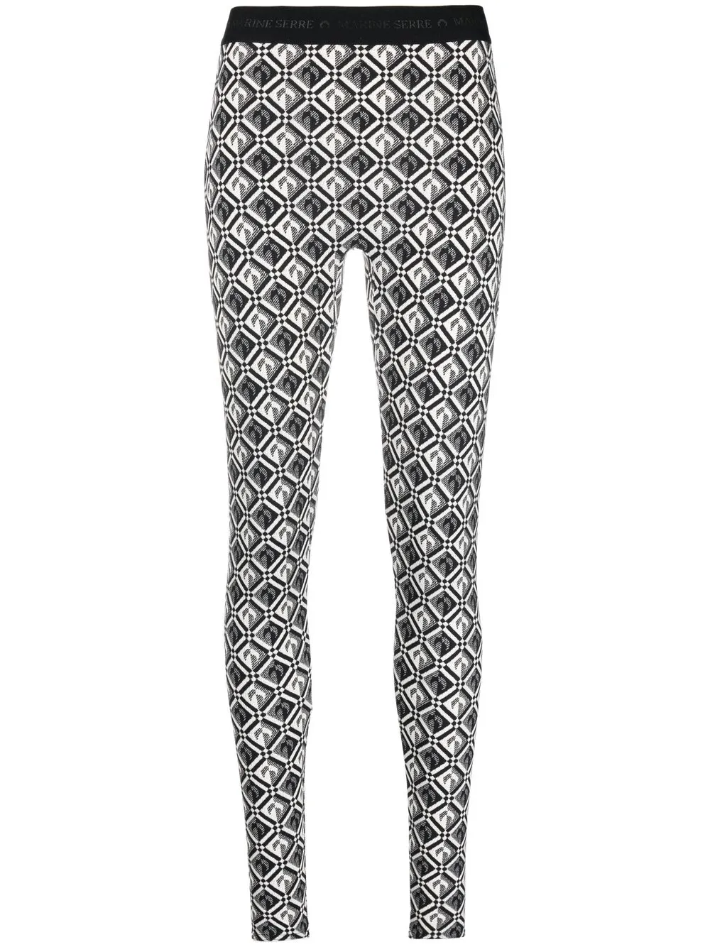 

Marine Serre leggins con motivo de lunas crecientes en jacquard - Negro