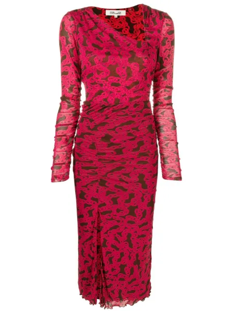 DVF Diane von Furstenberg chain-link print midi dress