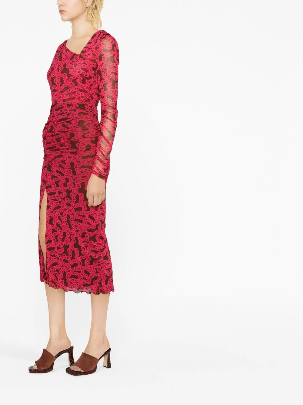 DVF Diane Von Furstenberg chainlink Print Midi Dress Farfetch