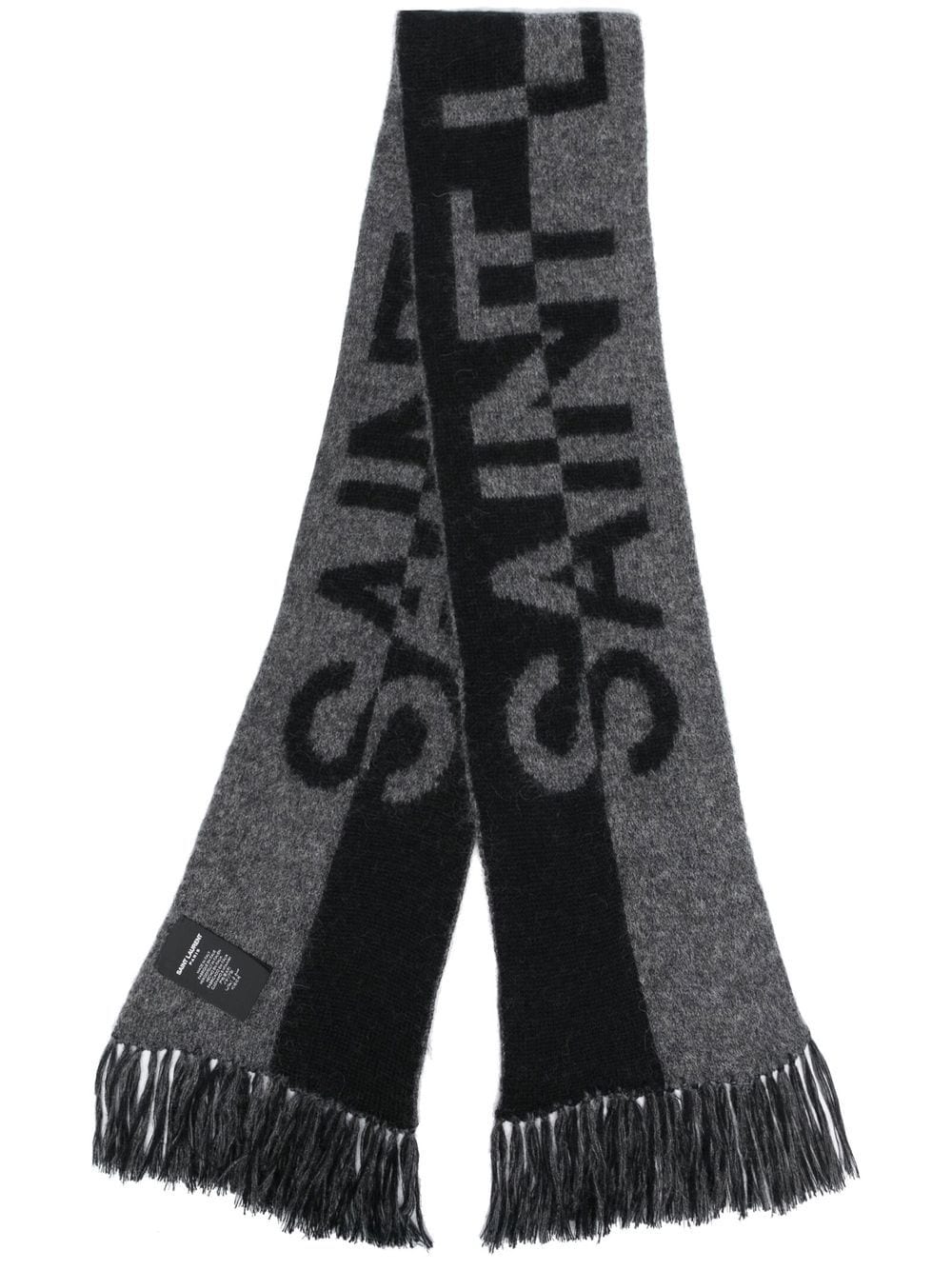 Image 1 of Saint Laurent intarsia-knit logo scarf