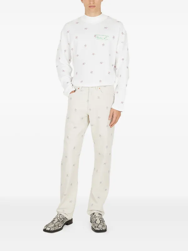 Martine Rose floral-embroidered Jeans | White | FARFETCH