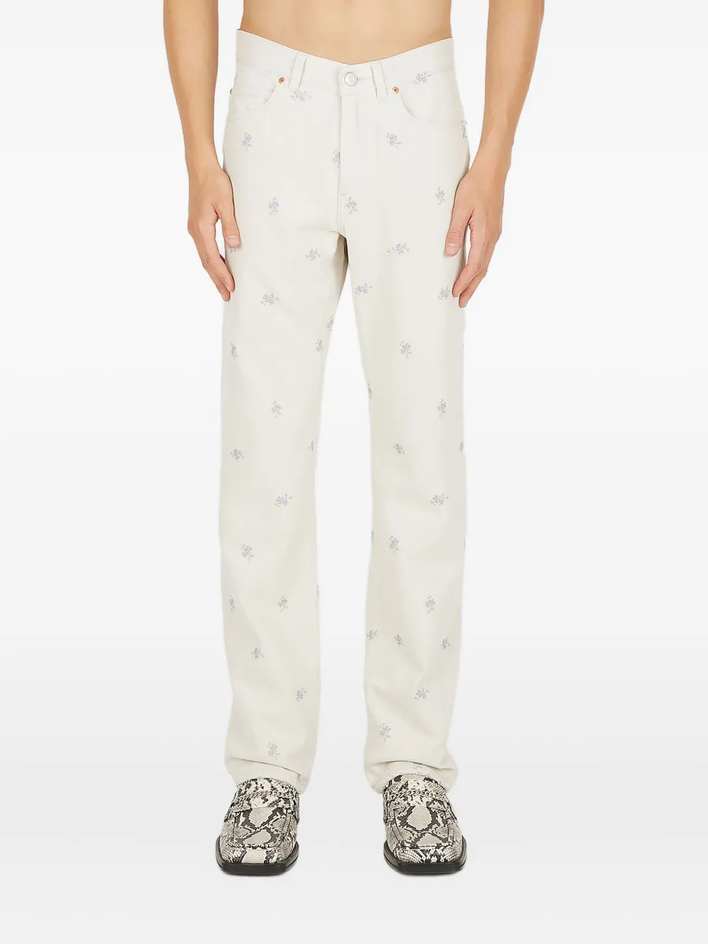 Martine Rose floral-embroidered jeans | White | Image 1