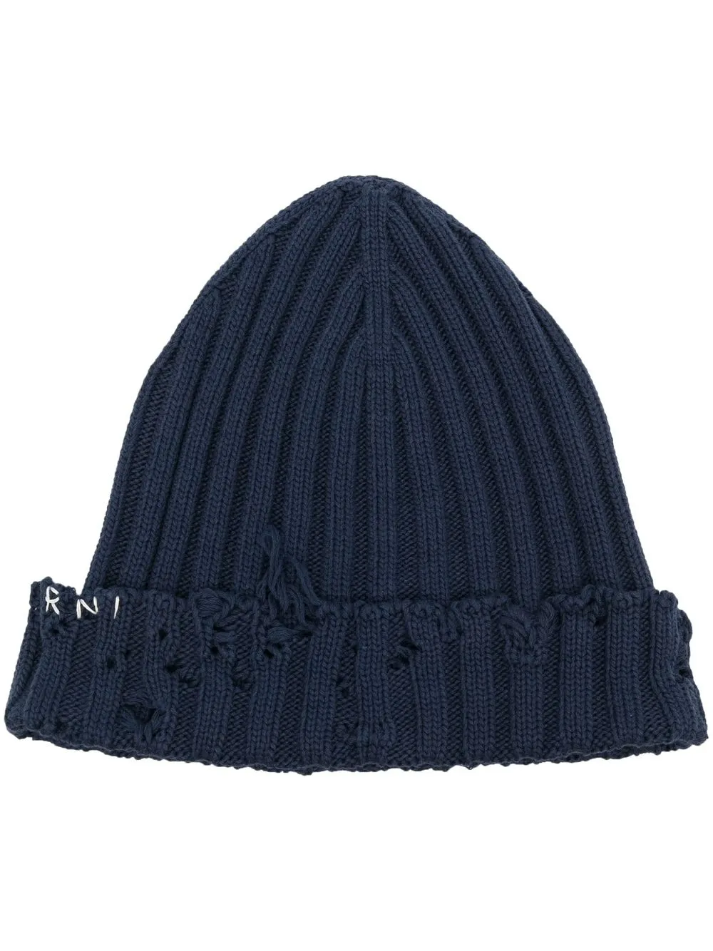 

Marni distressed embroidered-logo beanie - Blue