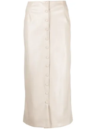 White leather 2024 look midi skirt