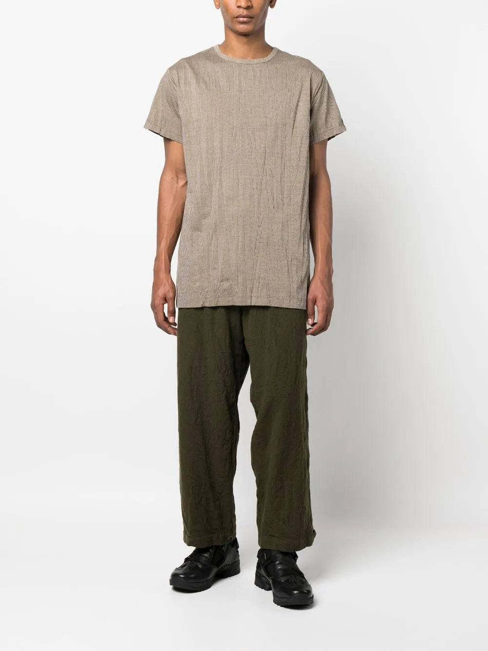 Yohji Yamamoto Gestreept T-shirt - Beige