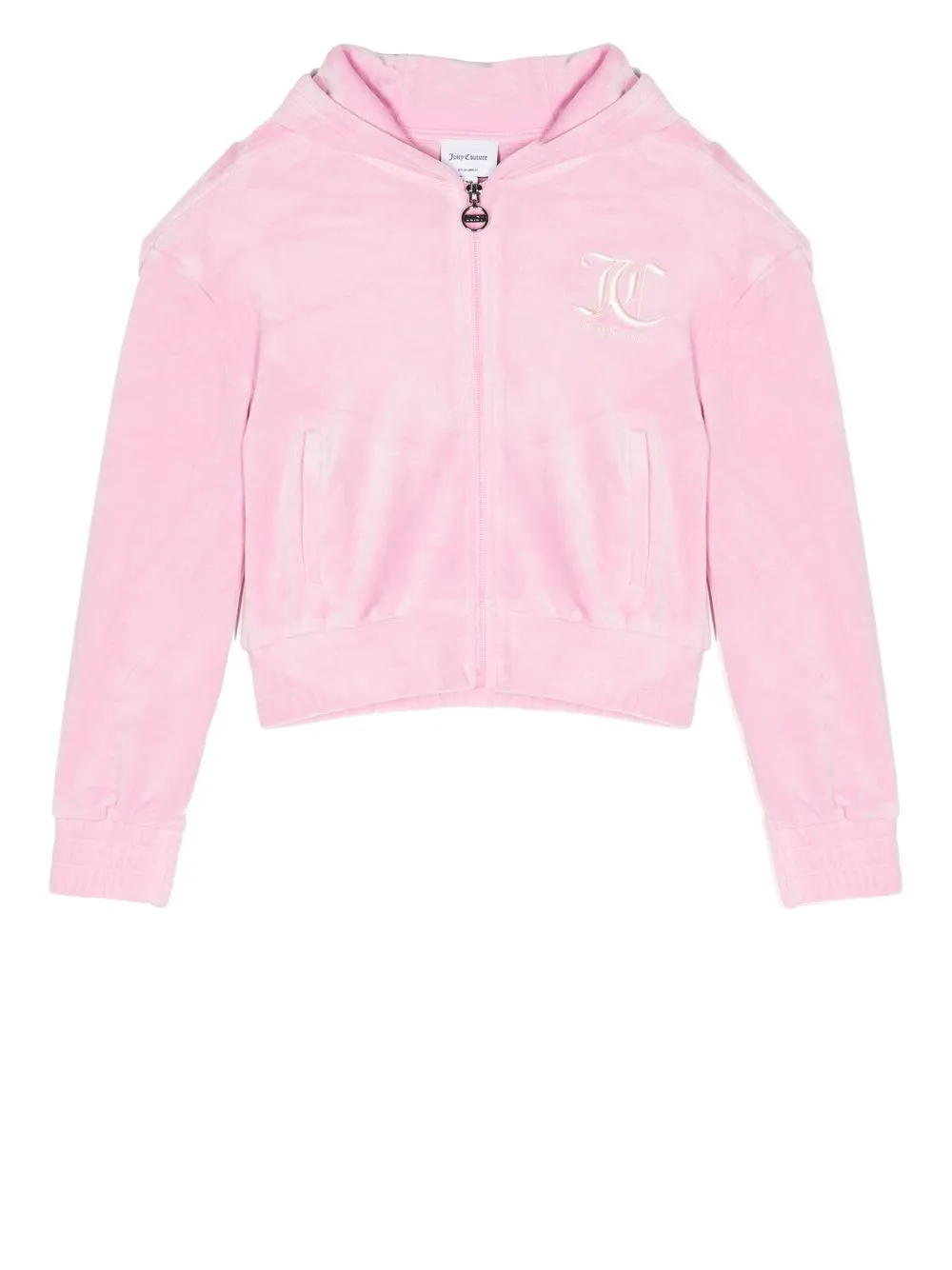 

Juicy Couture Kids embroidered-logo velvet zip hoodie - Pink