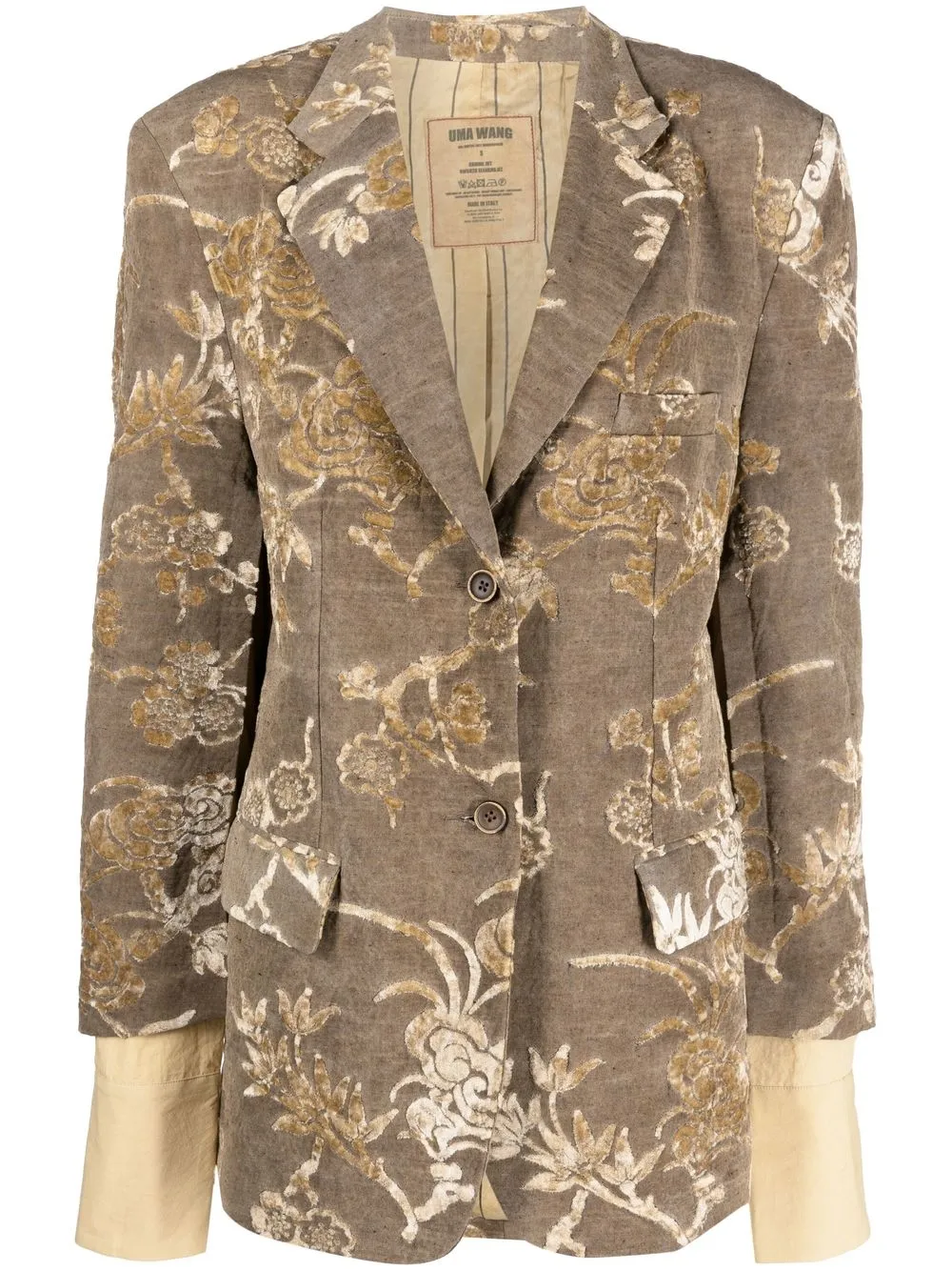 

Uma Wang patterned-jacquard single-breasted blazer - Brown