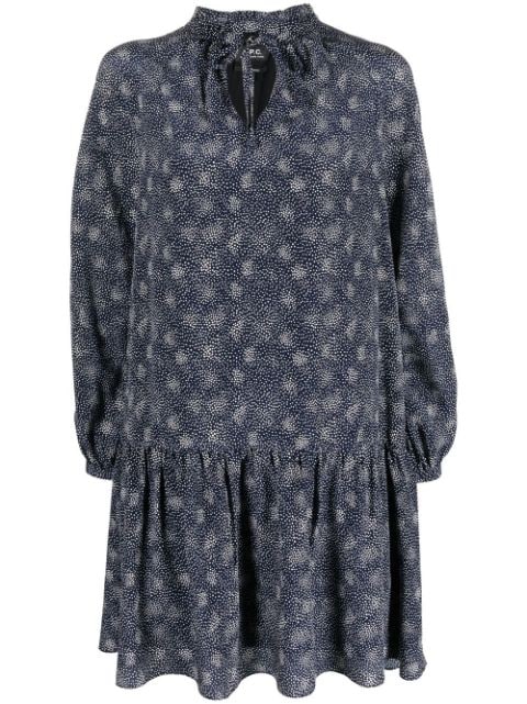 A.P.C. printed peplum-hem dress Women