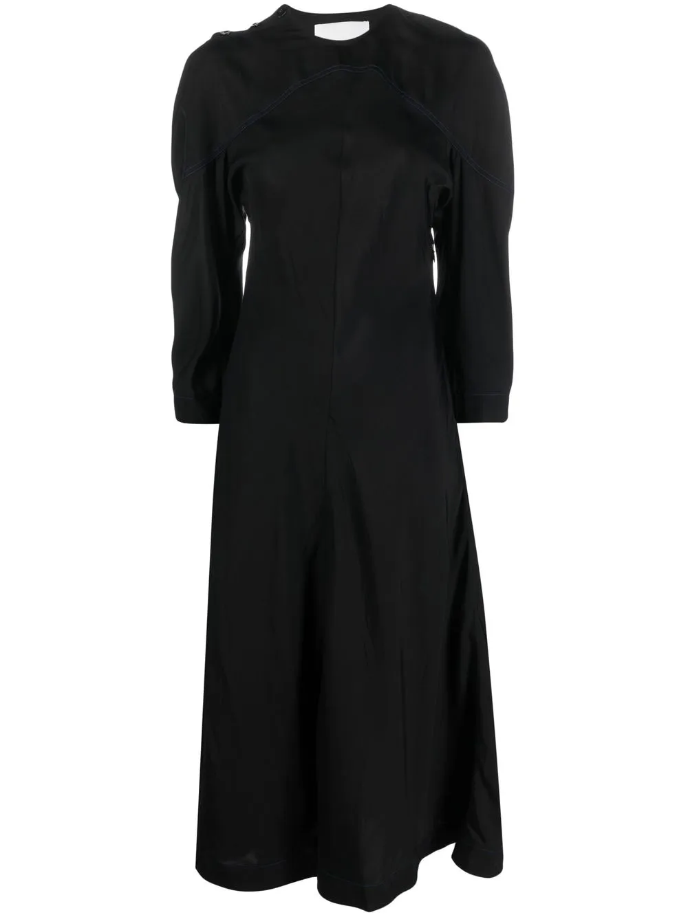 

Jil Sander vestido midi acampanado con ribete en contraste - Negro