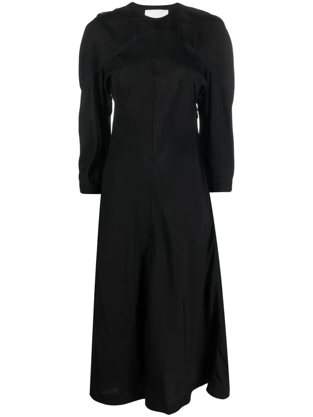 

Jil Sander vestido midi acampanado con ribete en contraste - Negro