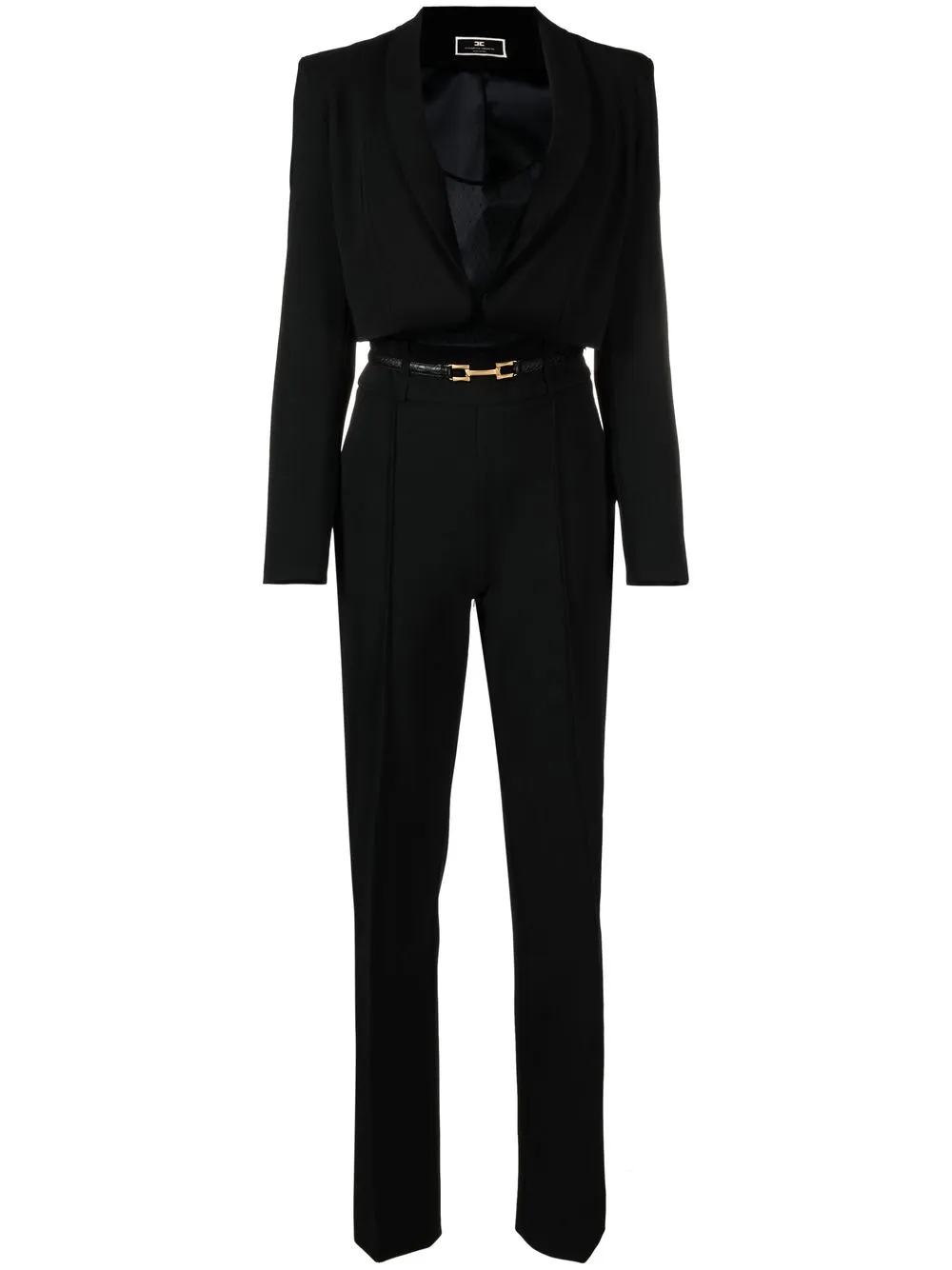 

Elisabetta Franchi jumpsuit manga larga con cinturón - Negro