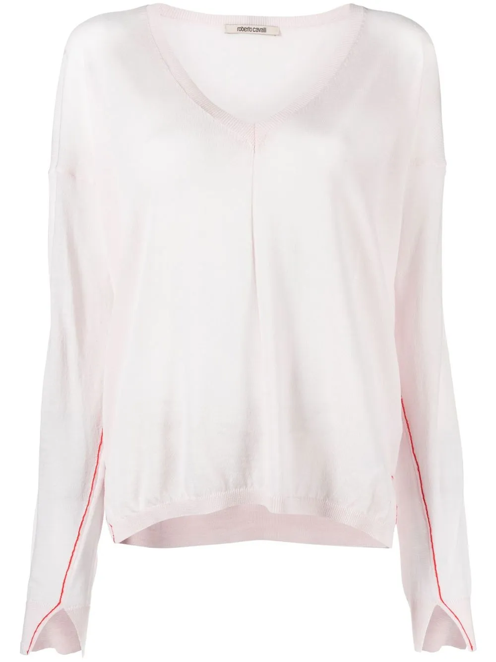 

Roberto Cavalli stripe-trim merino wool jumper - Pink