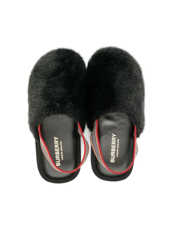 Burberry Black Slides with Vintage Check Strap Burberry Buckled Strap Vintage Check Cotton Slides  main image 4