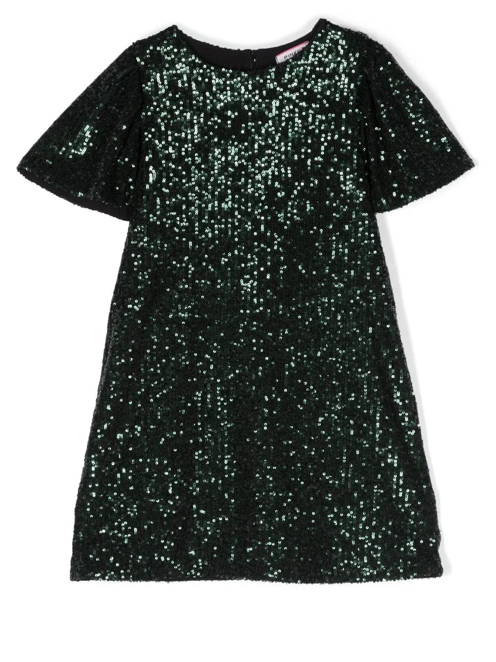 pinko kids robe brodée de sequins à manches courtes - vert