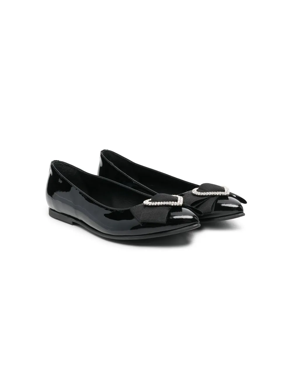 

TWINSET Kids flats de charol con moño de cristales - Negro