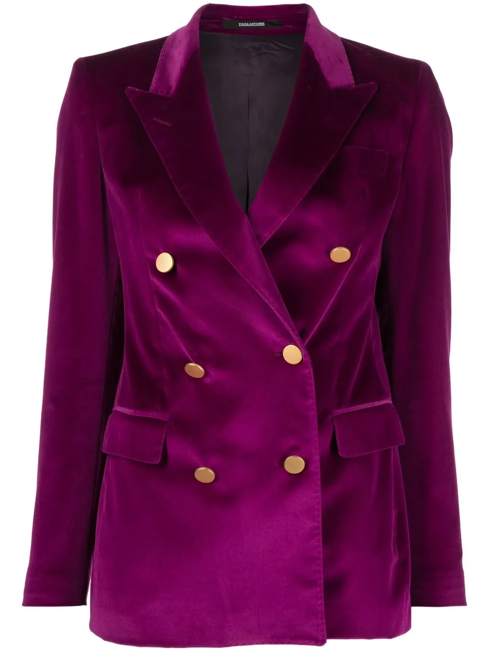 

Tagliatore blazer de terciopelo con doble botonadura - Morado