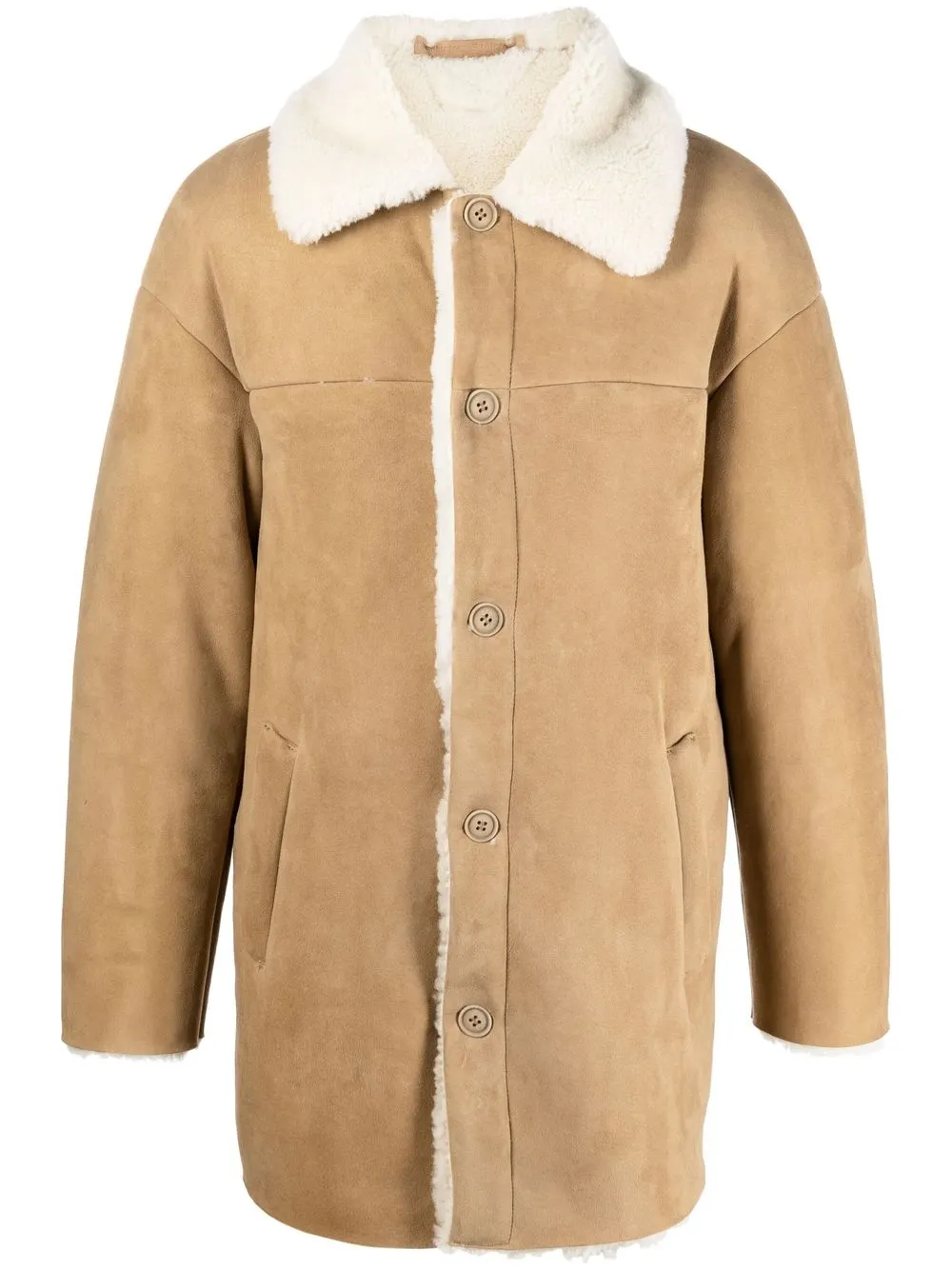 

Salvatore Santoro shearling-lined suede coat - Neutrals