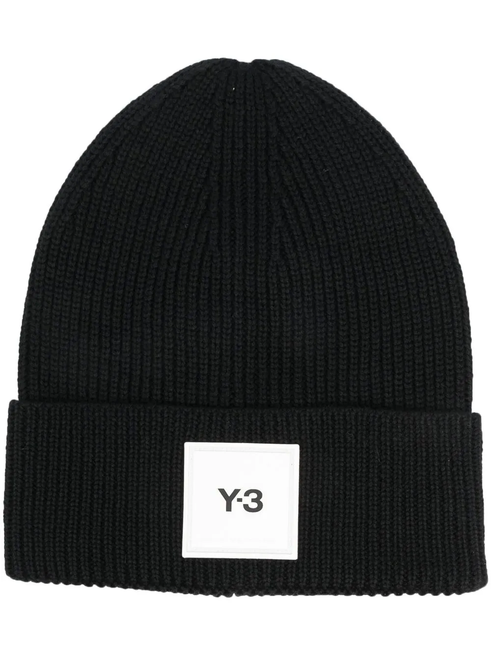 

Y-3 gorro tejido de canalé con parche del logo - Negro