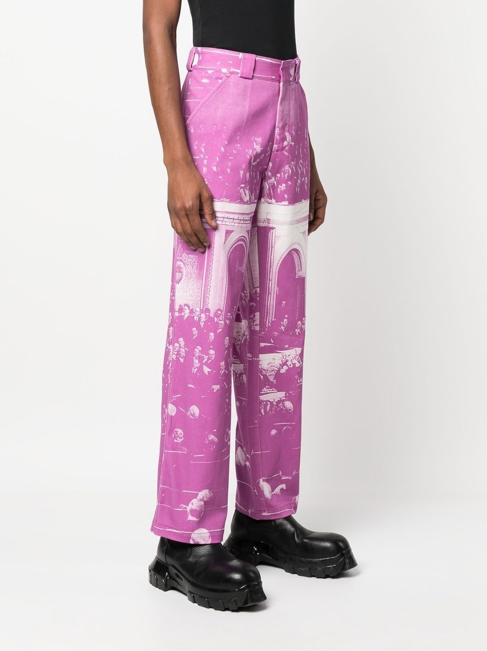 Shop Msftsrep Graphic-print Straight-leg Jeans In Violett