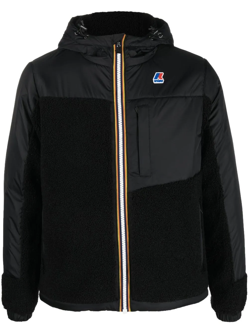 

K-Way logo-embroidered hooded jacket - Black