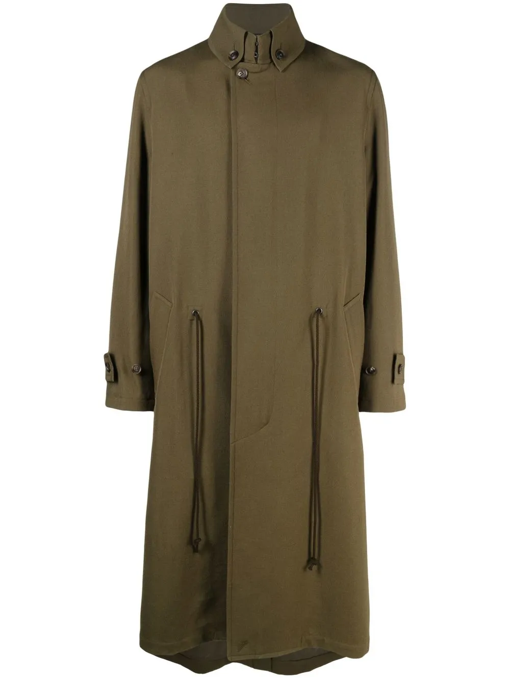 

Yohji Yamamoto drawstring wool trench coat - Green